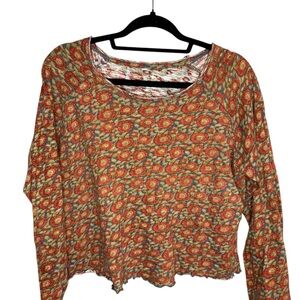 NATURAL LIFE Red and Yellow Floral Top Size XL